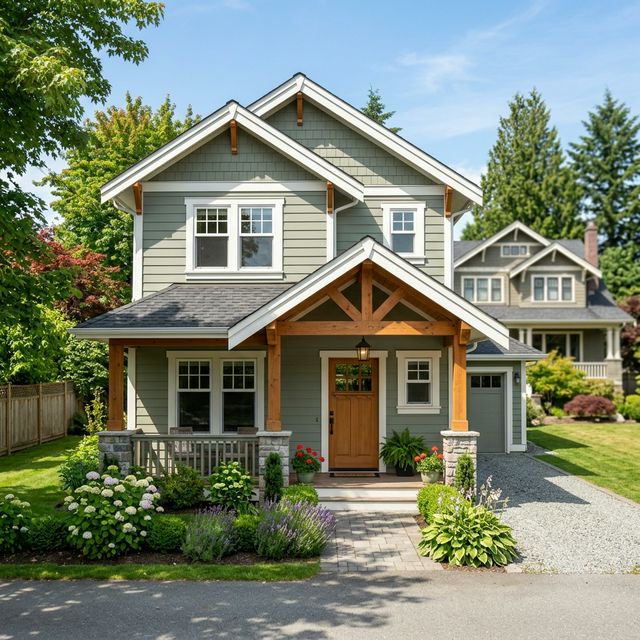 Heritage-style laneway home Langley BC — craftsman exterior with covered porch